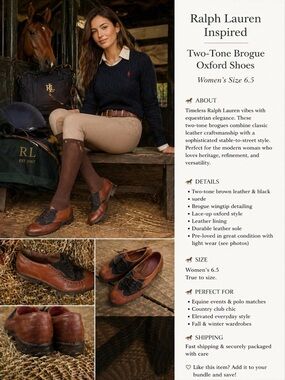 Cole Haan Two-Tone Brogue Oxford | Equestrian Ralph Lauren Vibes | Women’s 6.5